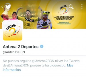 Antena 2 RCN bloqueo usuarios Twitter
